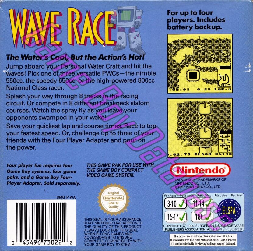 Wave Race UKV Back of the box