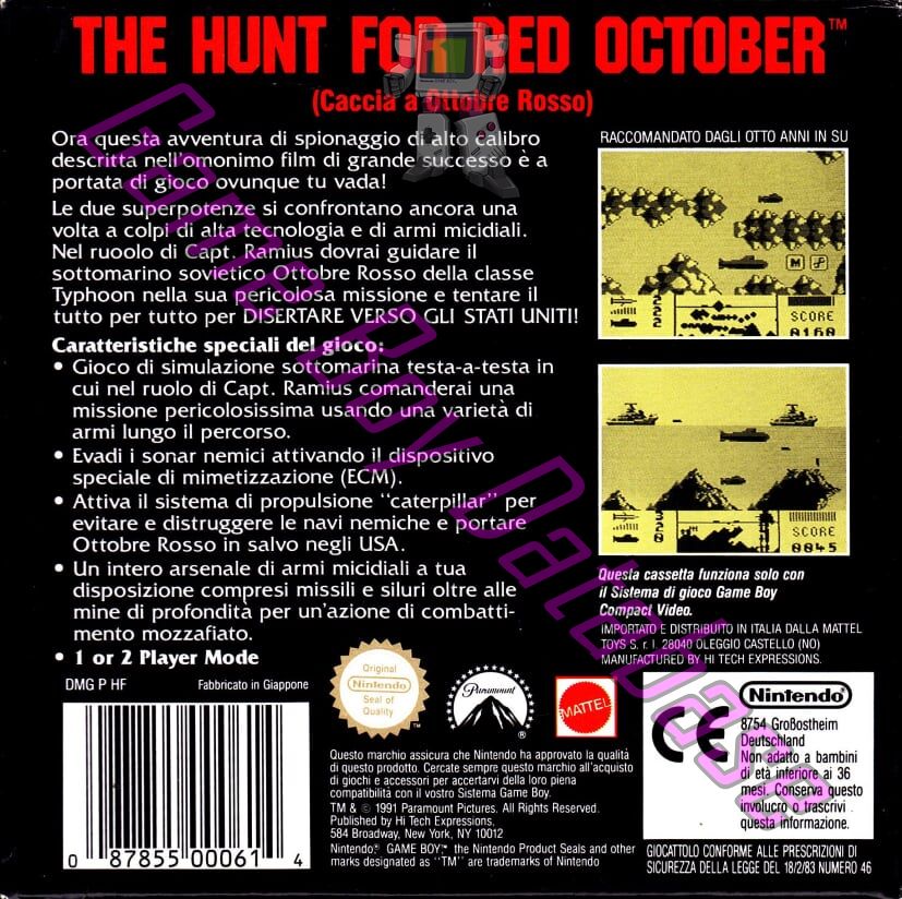 Hunt for Red October (the) - Cassia a Ottobre Rosso ITA Back of the box