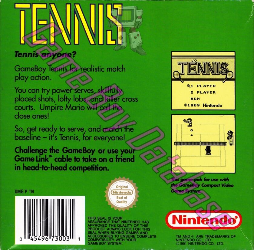 Tennis GPS-1 Back of the box