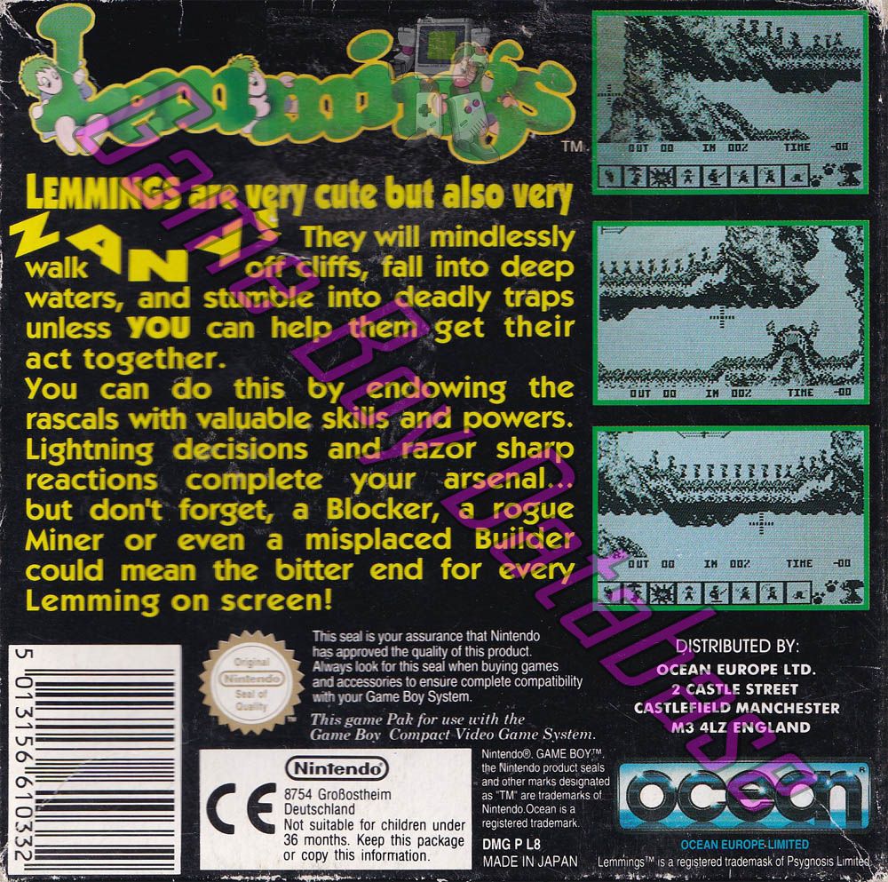 Lemmings UKV Back of the box