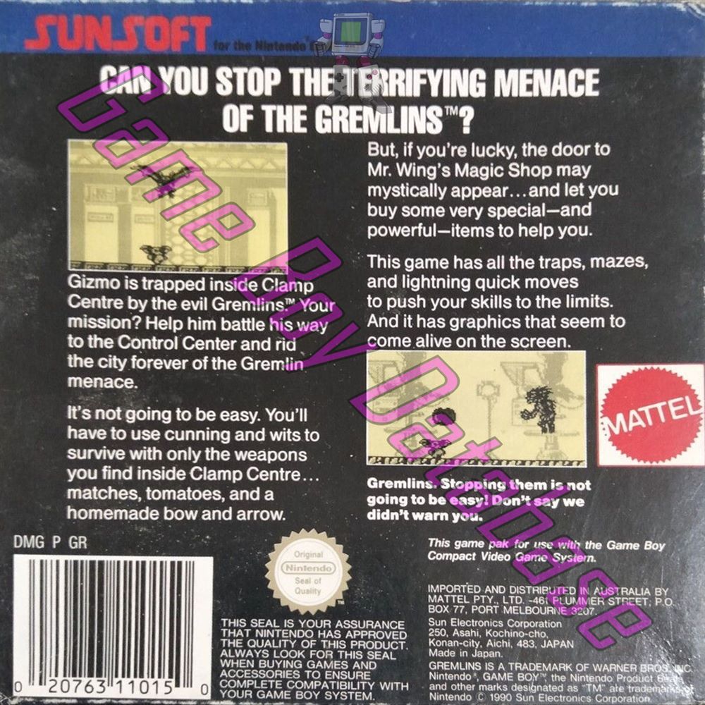 Gremlins 2 the New Batch AUS Back of the box