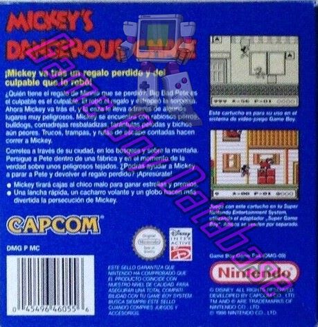 Mickey's Dangerous Chase NESP Back of the box