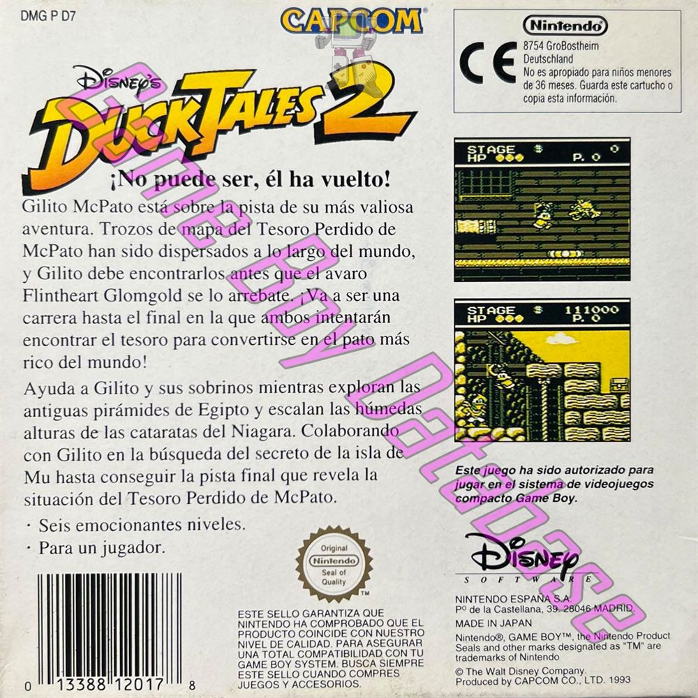 Duck Tales 2 (Disney's) ESP Back of the box