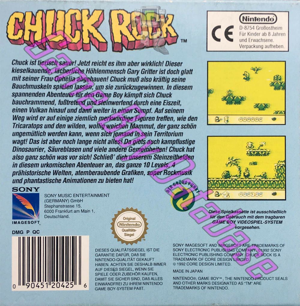 Chuck Rock NOE Back of the box