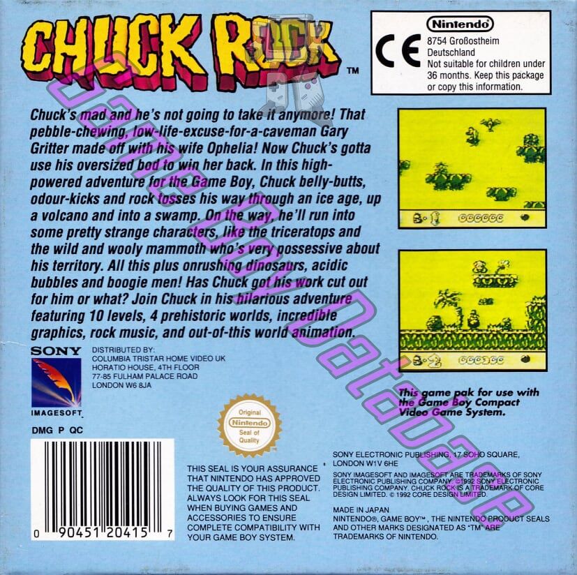 Chuck Rock UKV Back of the box