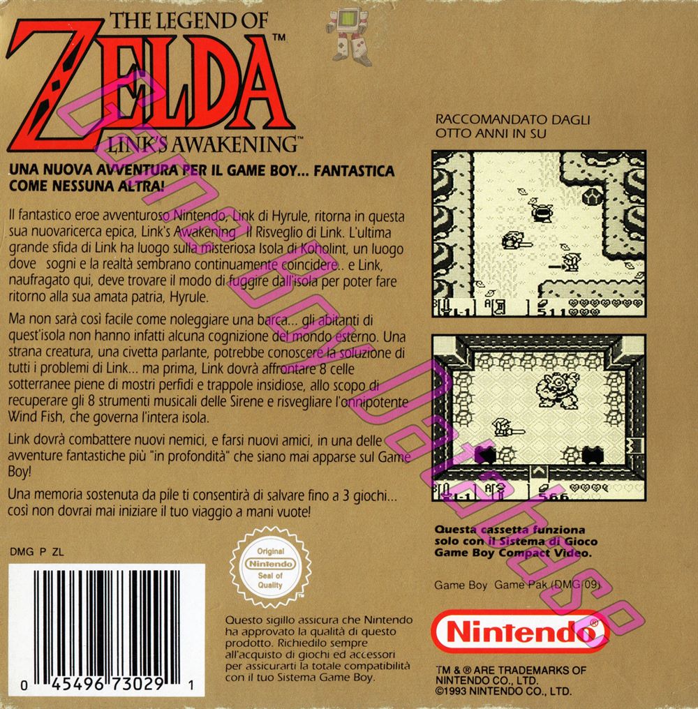 Legend of Zelda Link's Awakening (the) ITA-1 Back of the box