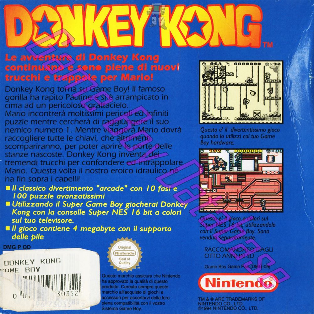 Donkey Kong ITA-1 Back of the box