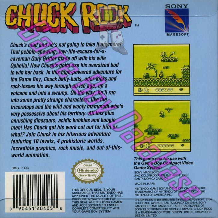 Chuck Rock USA Back of the box