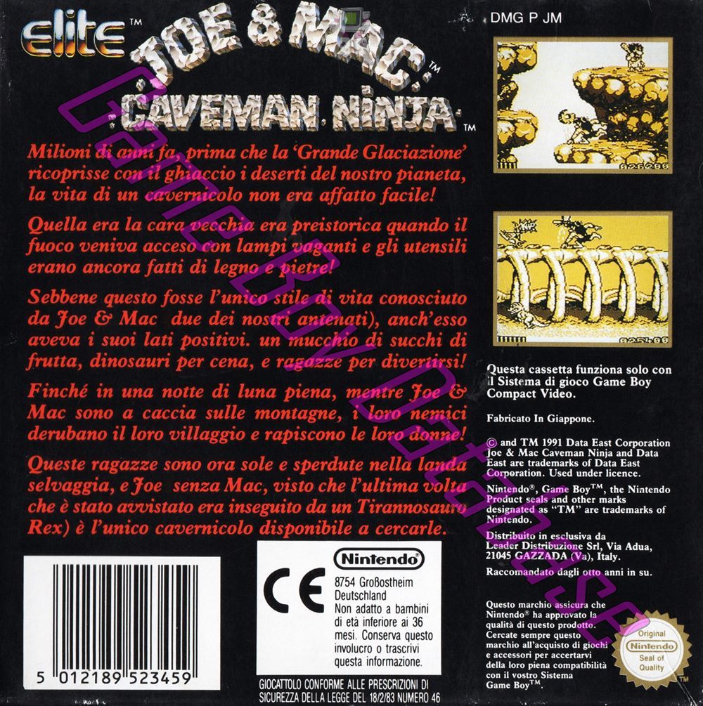 Joe & Mac Caveman Ninja ITA Back of the box