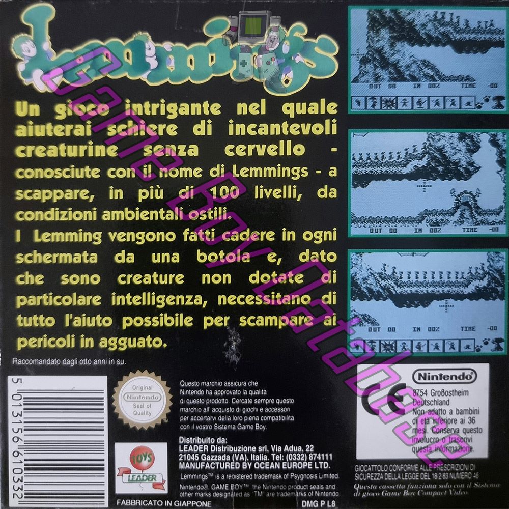 Lemmings ITA Back of the box