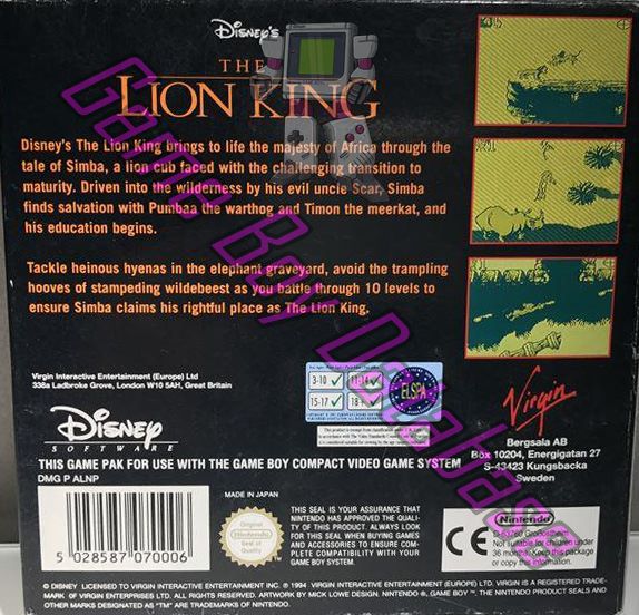 Lion King (Disney's the) SCN Back of the box