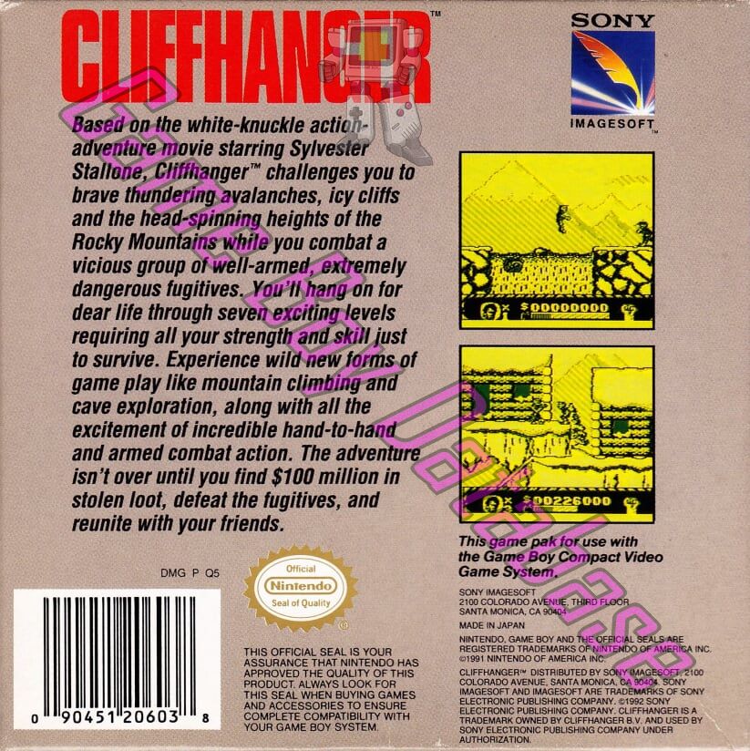 Cliffhanger USA Back of the box