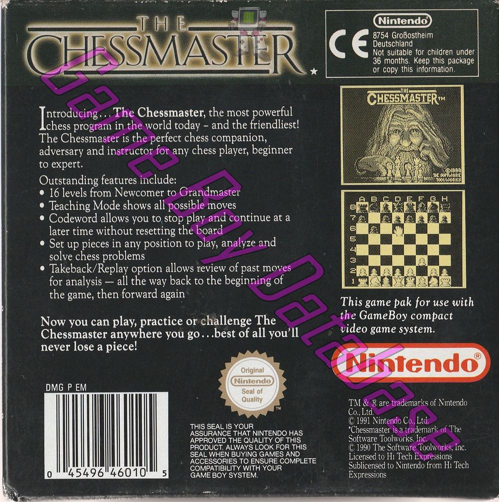 Chessmaster (the) GPS Back of the box