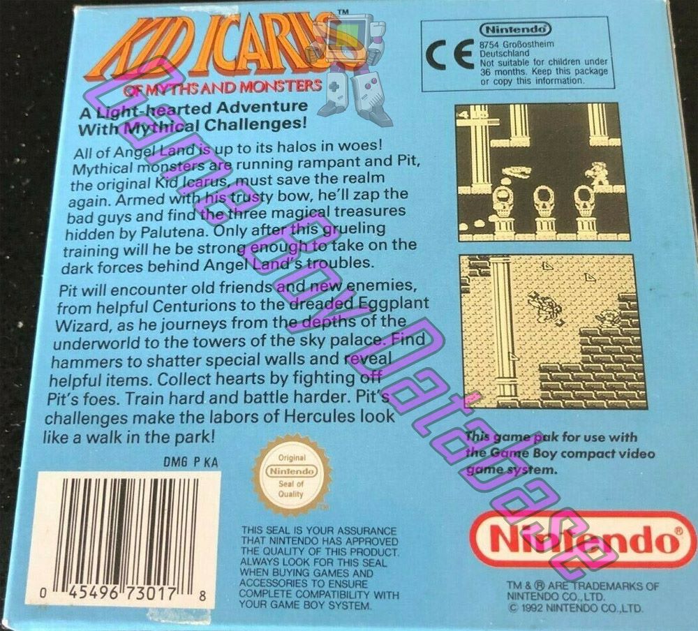 Kid Icarus of Myths and Monsters UKV Back of the box