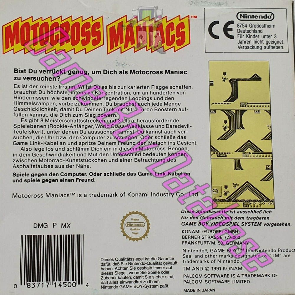 Motocross Maniacs NOE Back of the box