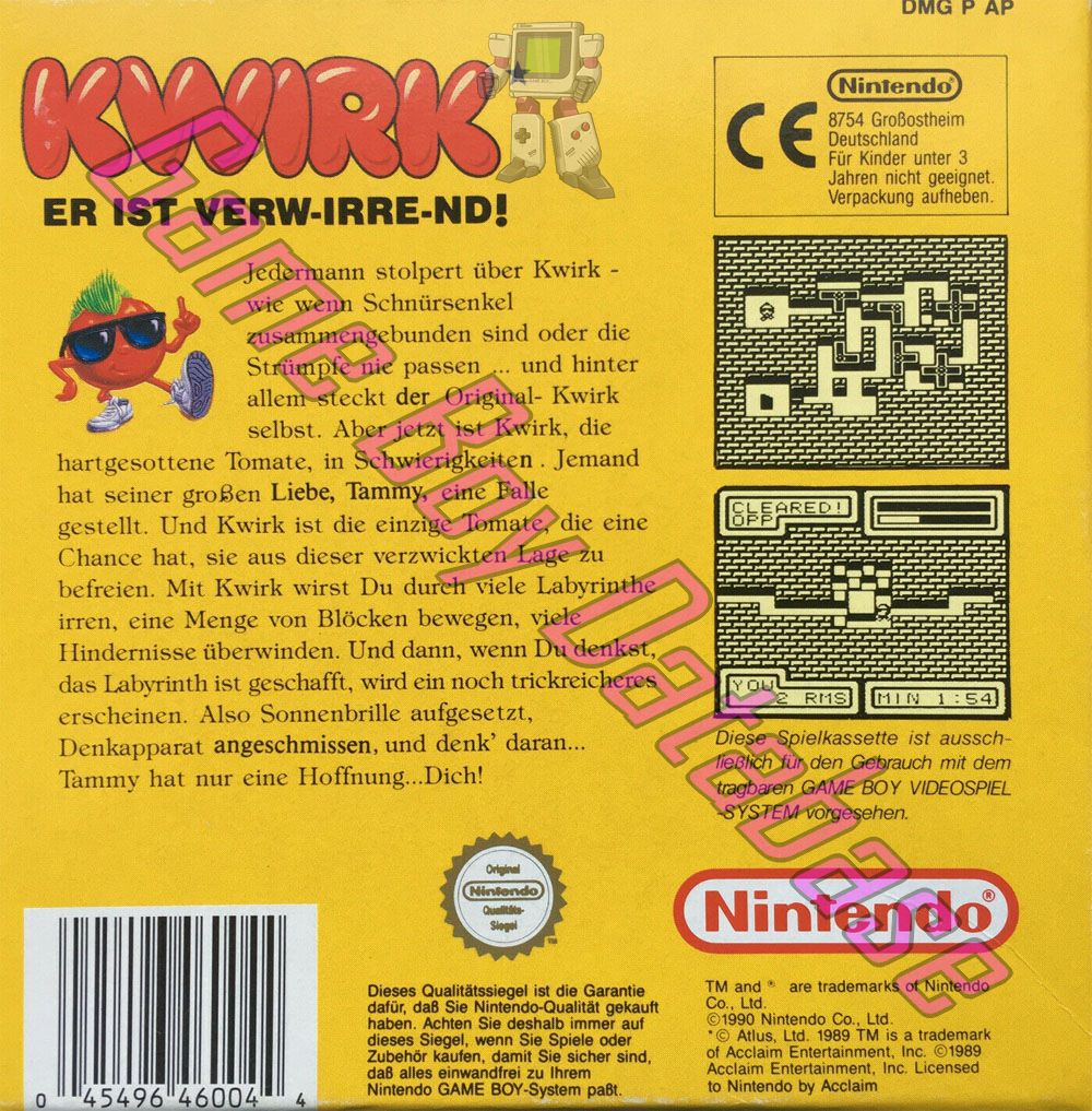 Kwirk NOE Back of the box