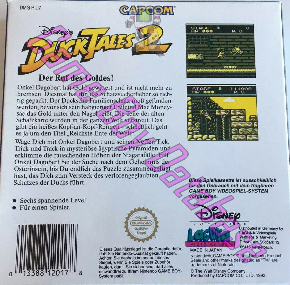 Duck Tales 2 (Disney's) NOE-2 Back of the box