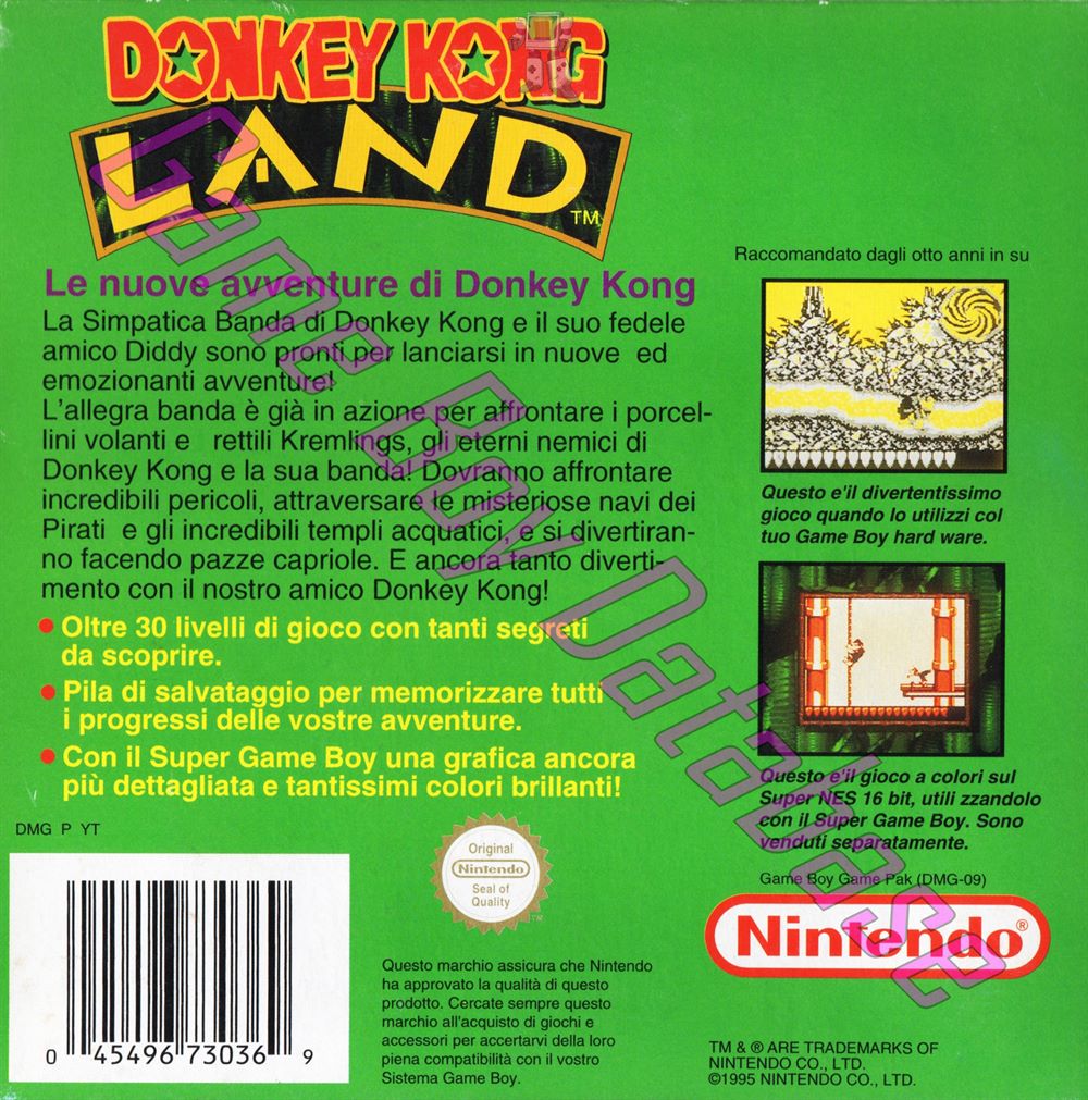 Donkey Kong Land ITA-1 Back of the box