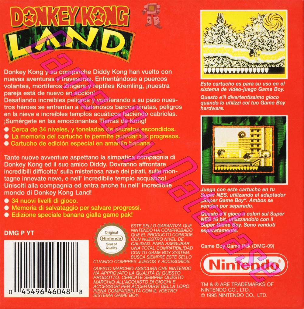 Donkey Kong Land NEAI-2 Back of the box