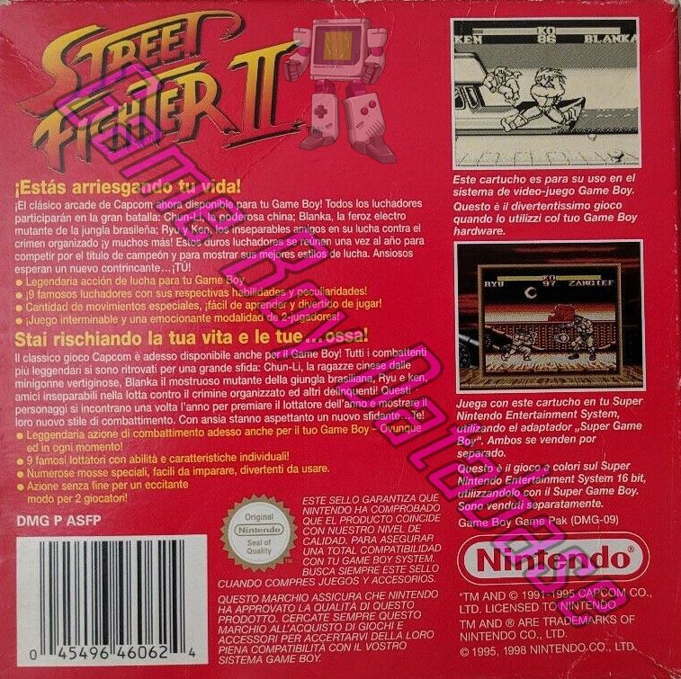 Street Fighter II NEAI Back of the box