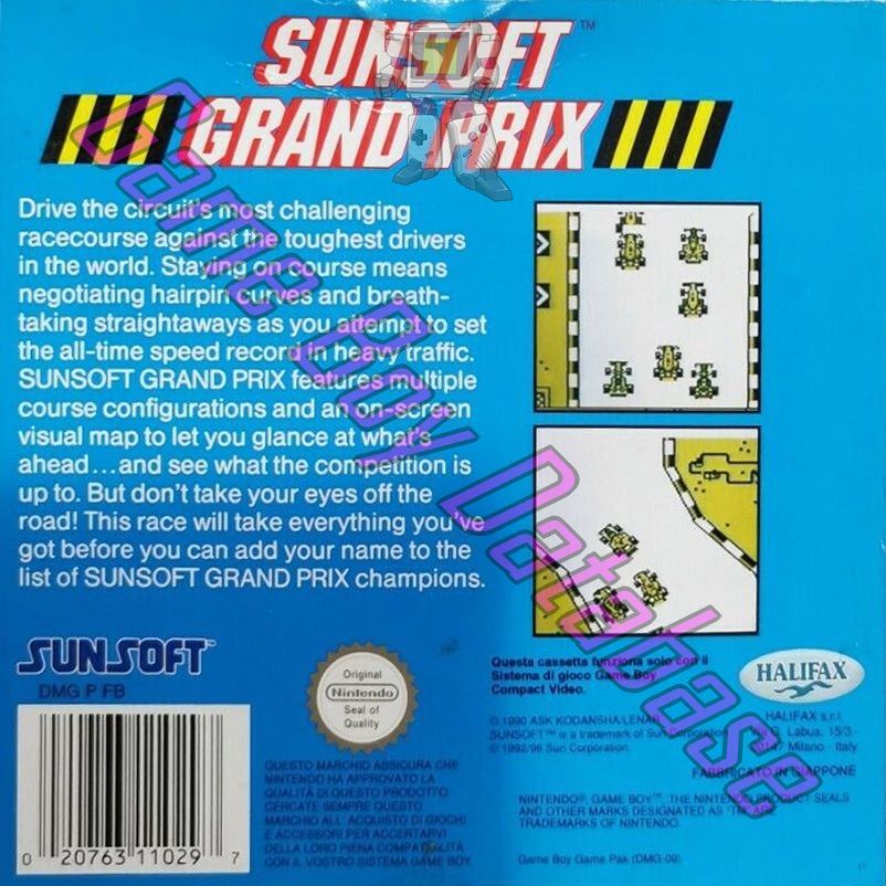 Sunsoft Grand Prix ITA Back of the box