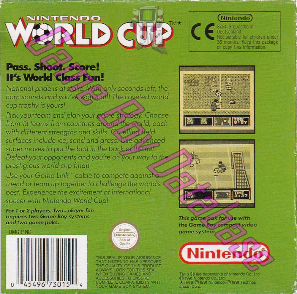 Nintendo World Cup UKV-1 Back of the box