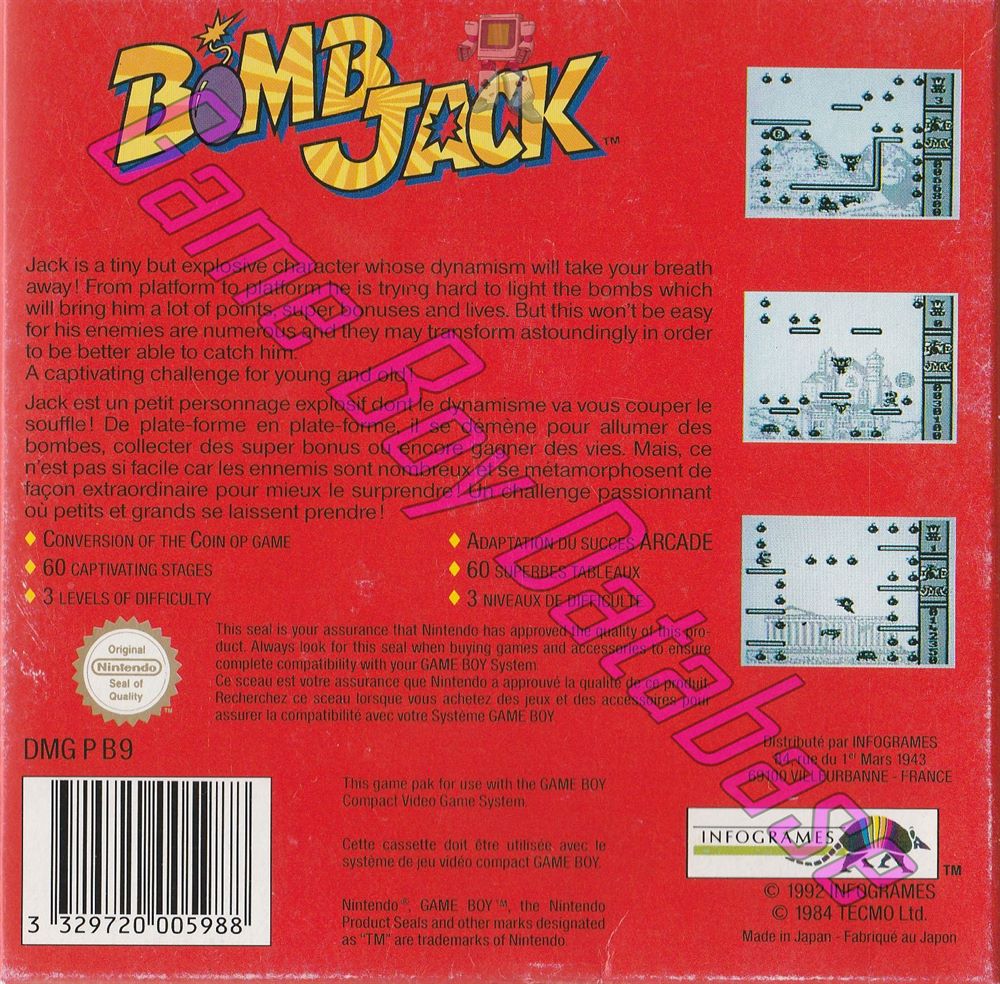 Bomb Jack FAH-1 Back of the box