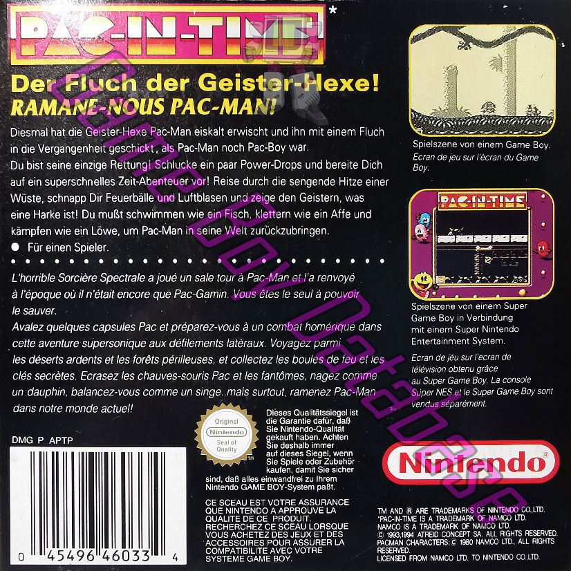 Pac-In-Time FRG-1 Back of the box