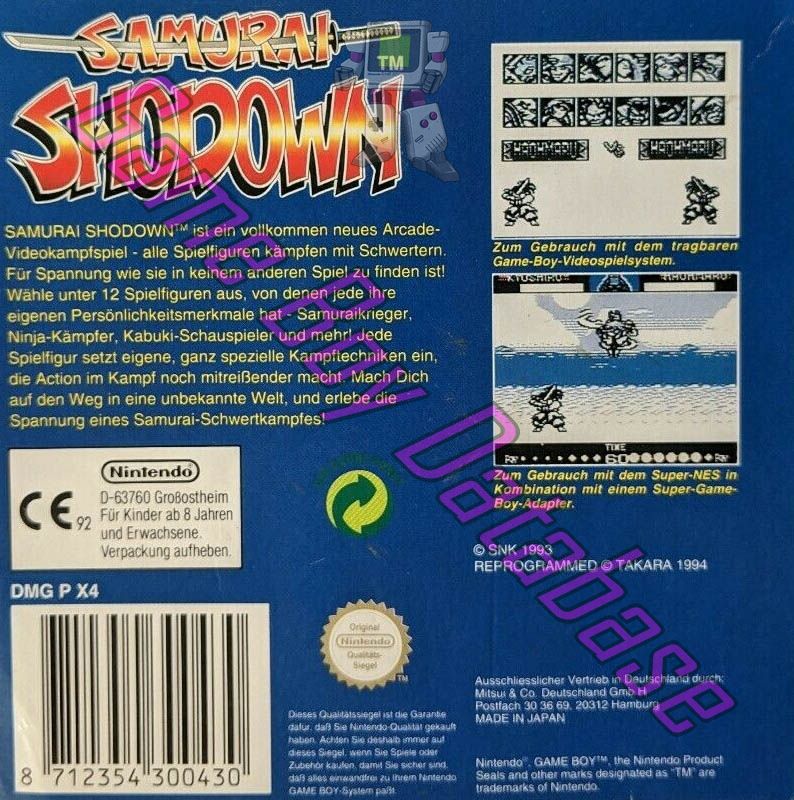 Samurai Shodown NOE Back of the box