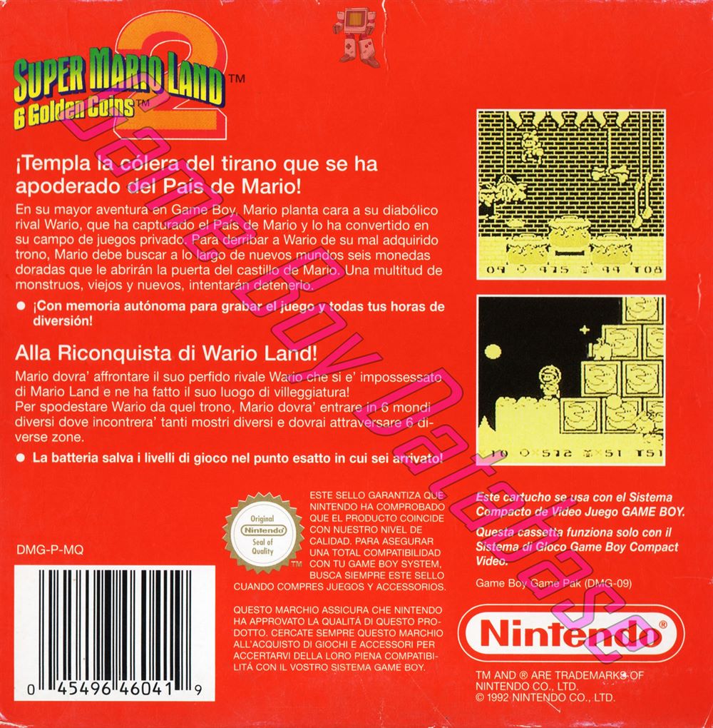 Super Mario Land 2: 6 Golden Coins NEAI Back of the box