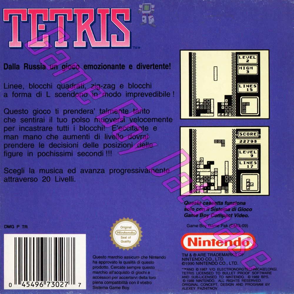 Tetris ITA-1 Back of the box