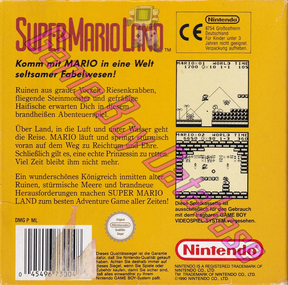 Super Mario Land NOE-2 Back of the box