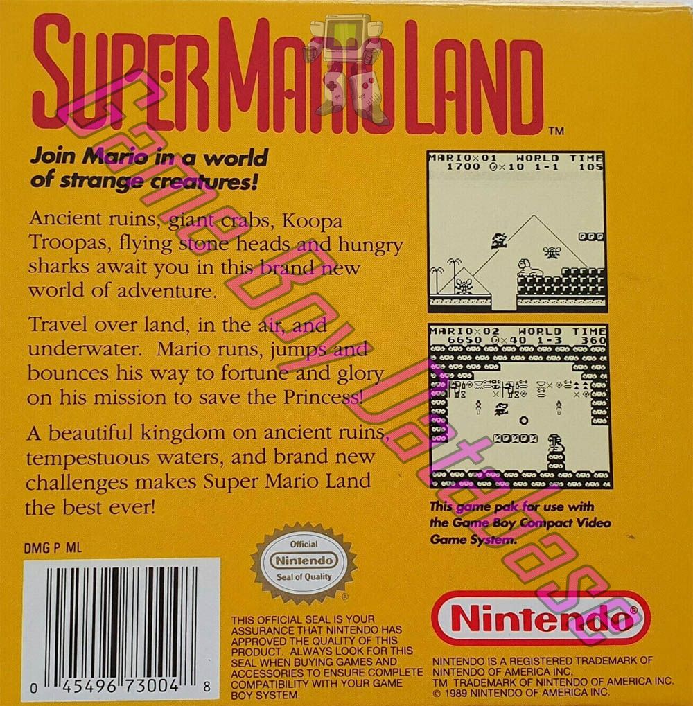 Super Mario Land USA-1 Back of the box