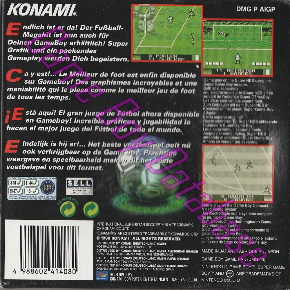 International Superstar Soccer EUR Back of the box