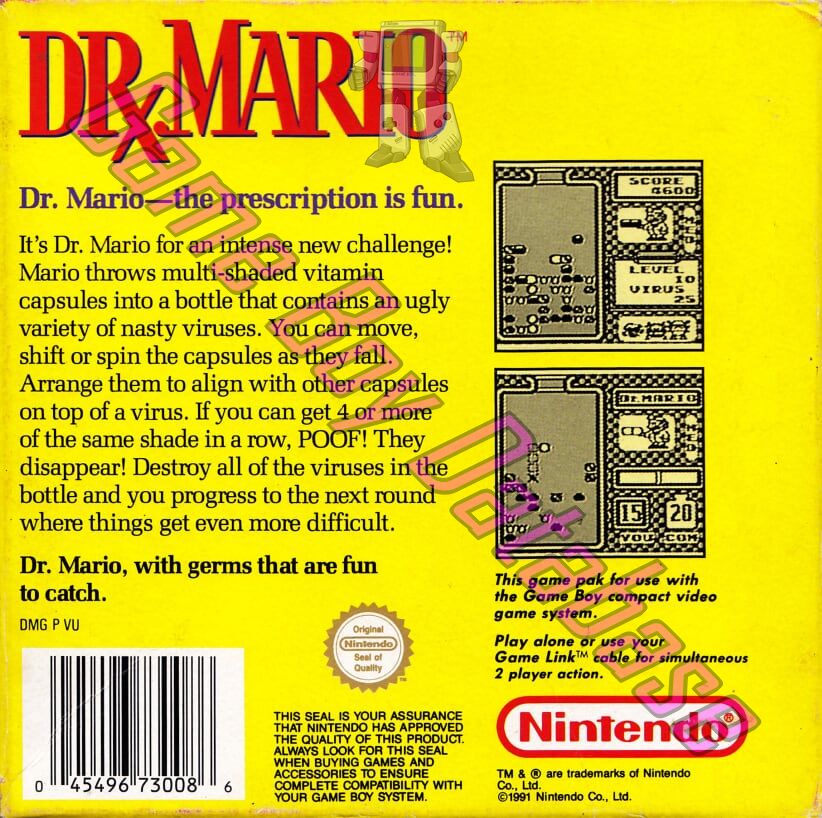 Dr. Mario AUS Back of the box