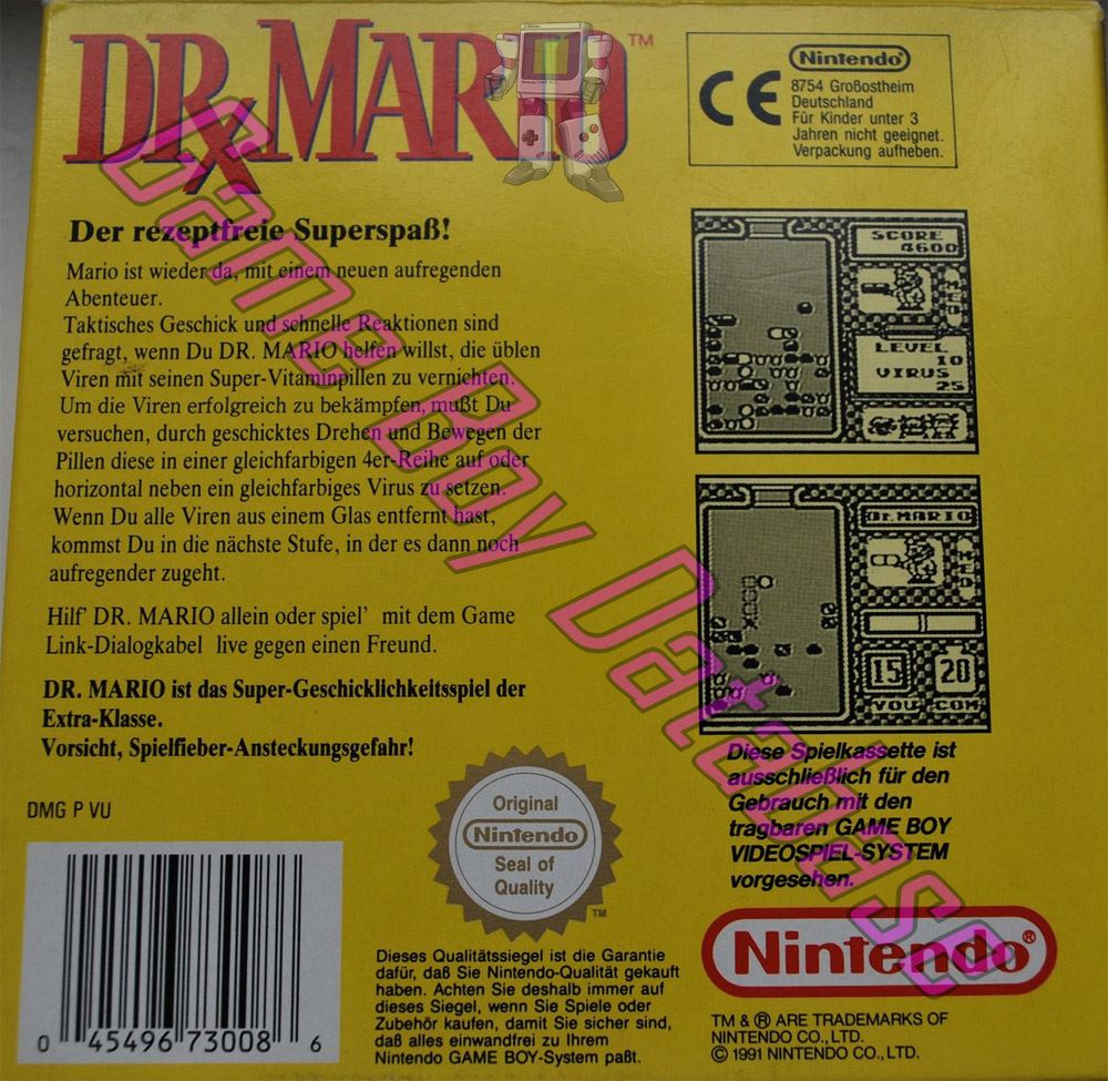 Dr. Mario FRG-1 Back of the box