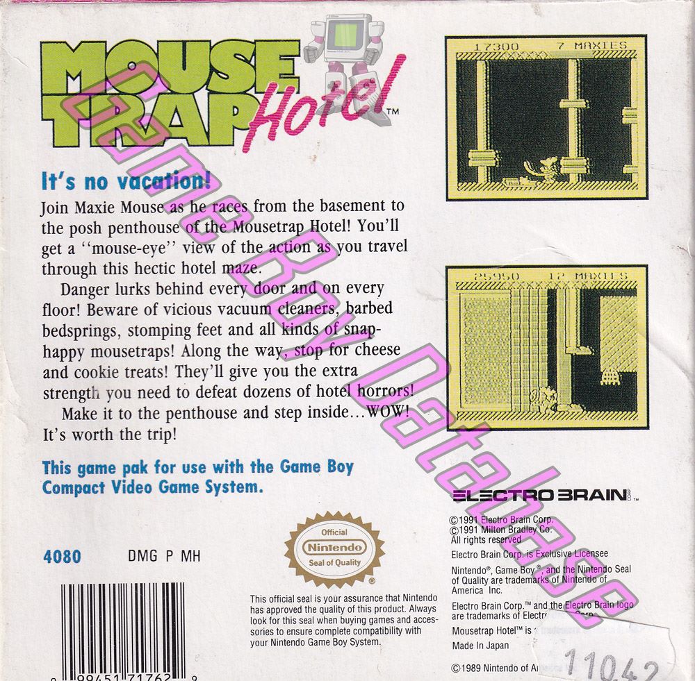 Mouse Trap Hotel USA-1 Back of the box