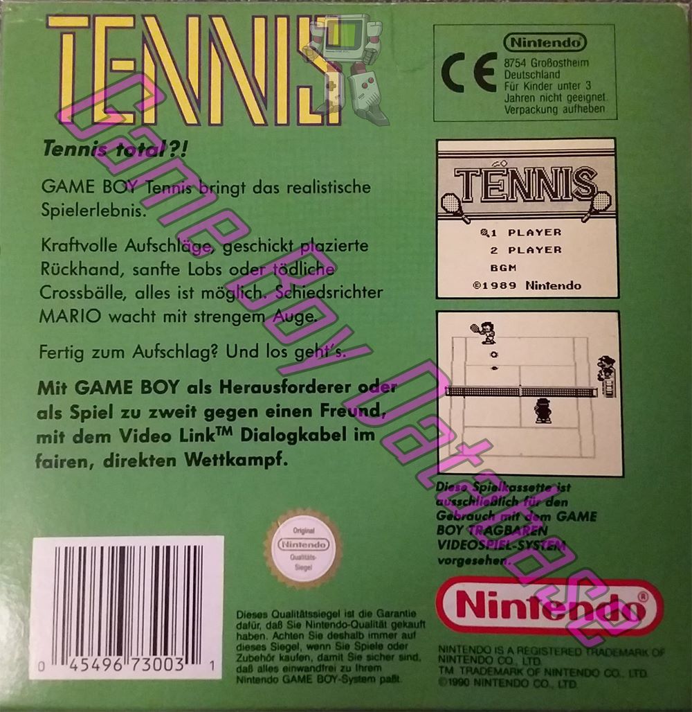 Tennis NOE Back of the box