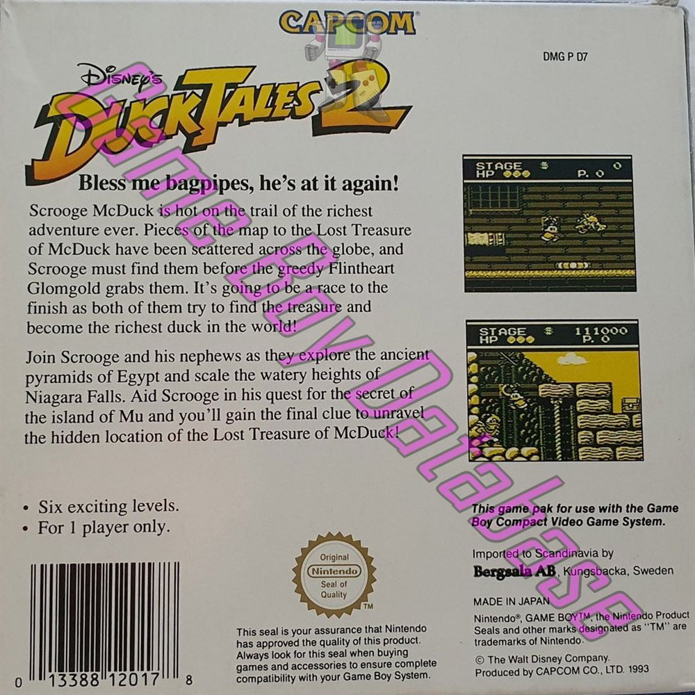 Duck Tales 2 (Disney's) SCN-1 Back of the box