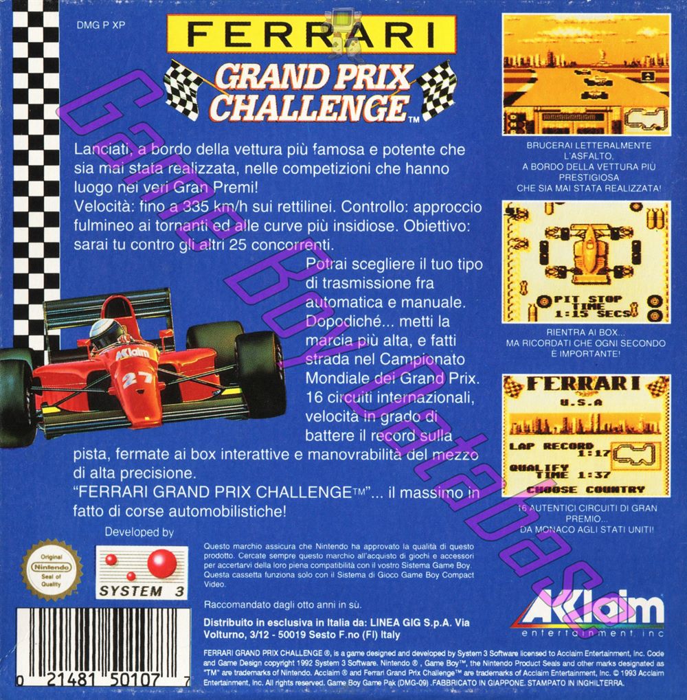 Ferrari Grand Prix Challenge ITA Back of the box