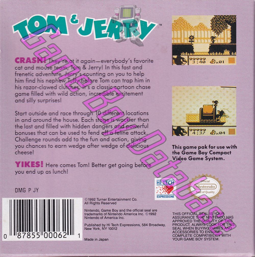 Tom & Jerry USA Back of the box