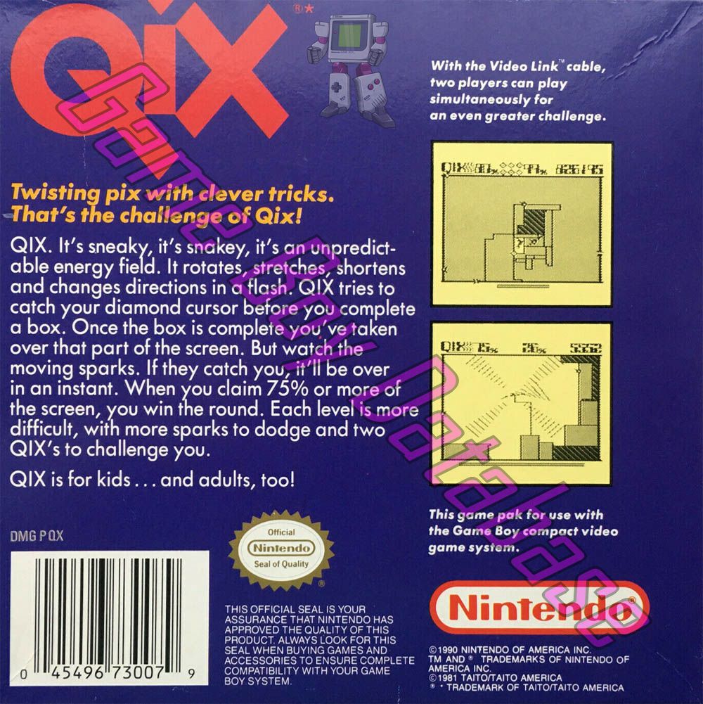 Qix USA Back of the box