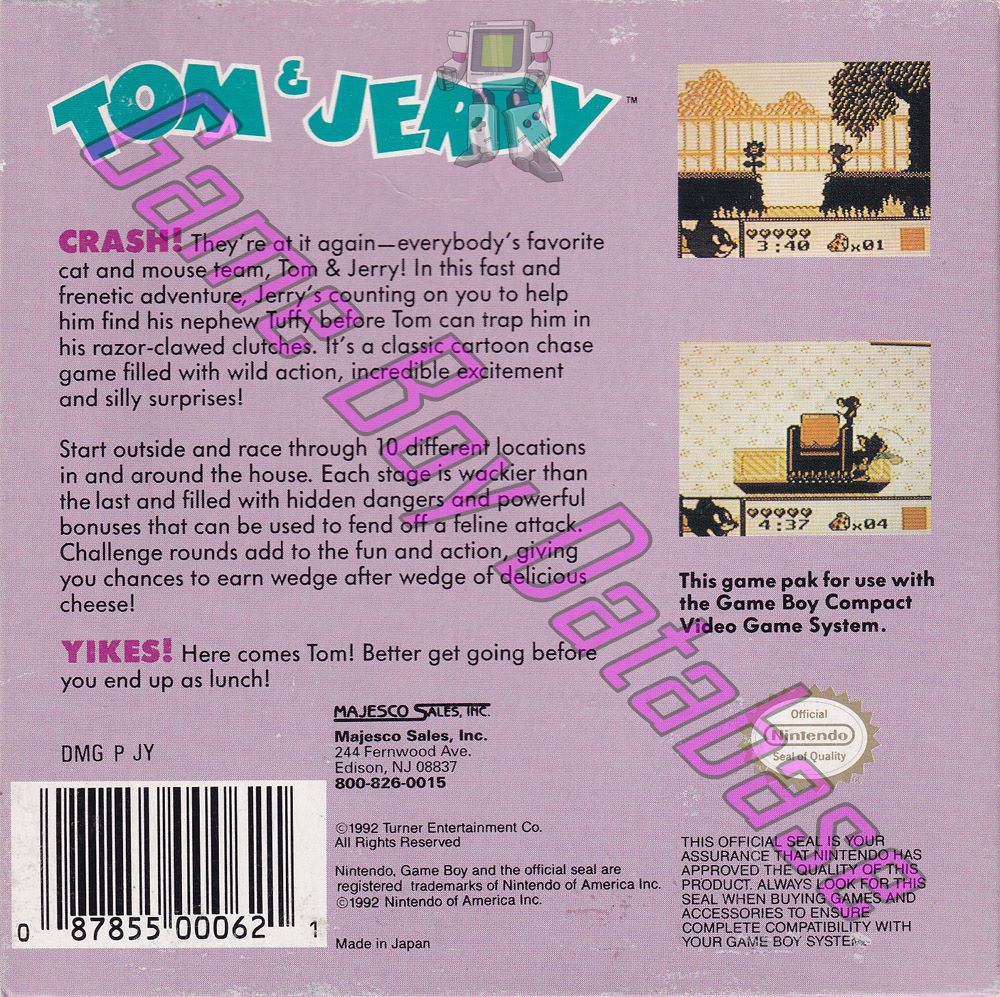 Tom & Jerry USA-1 Back of the box