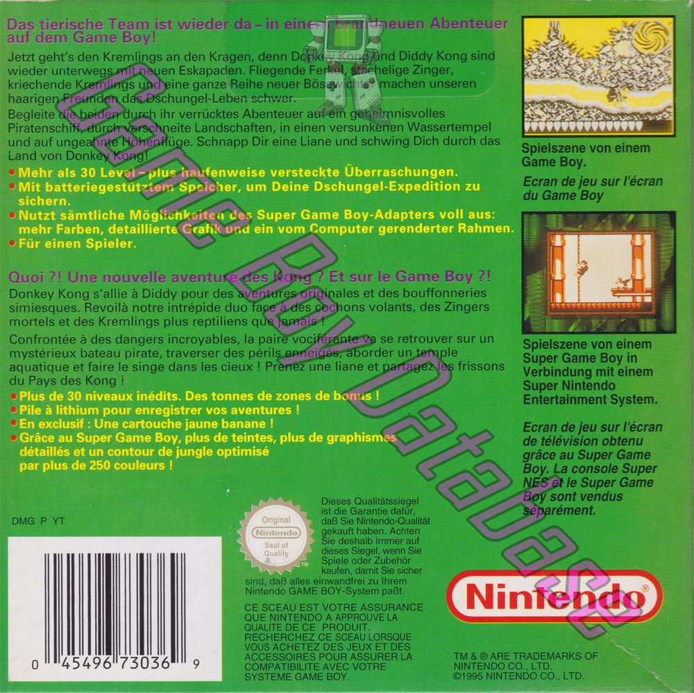 Donkey Kong Land FRG-2 Back of the box