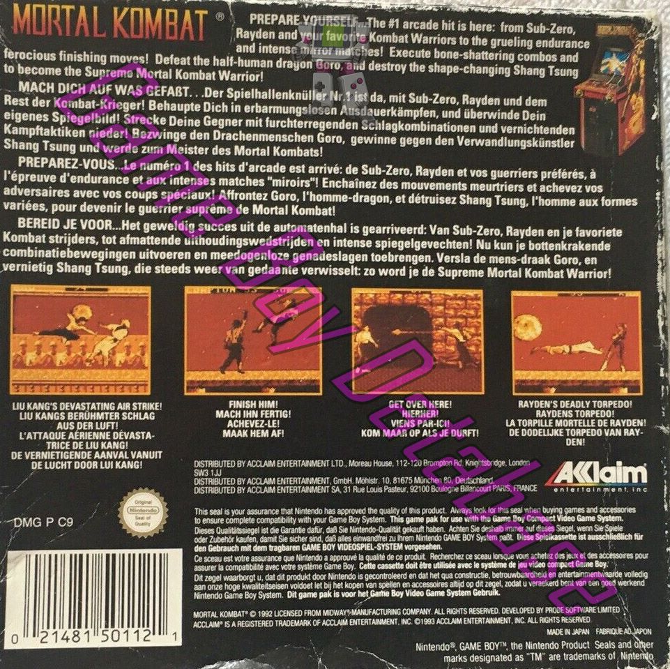 Mortal Kombat UKV Back of the box