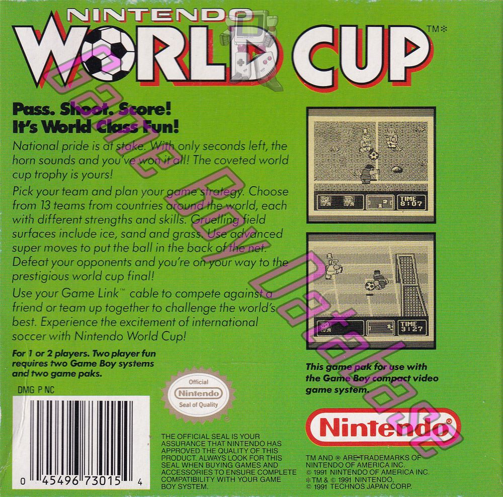 Nintendo World Cup USA Back of the box