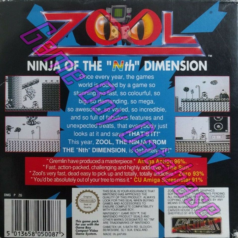 Zool UKV-1 Back of the box