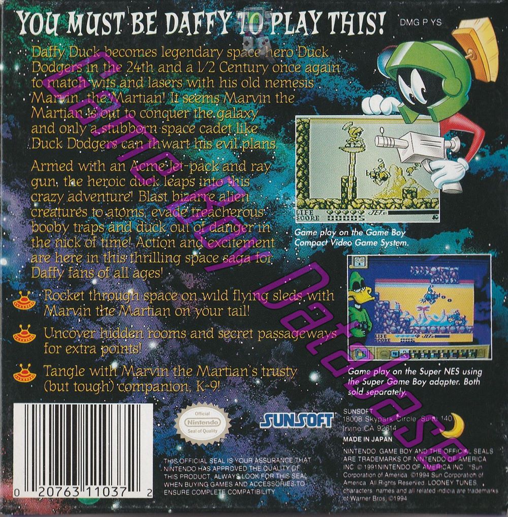 Daffy Duck USA-1 Back of the box