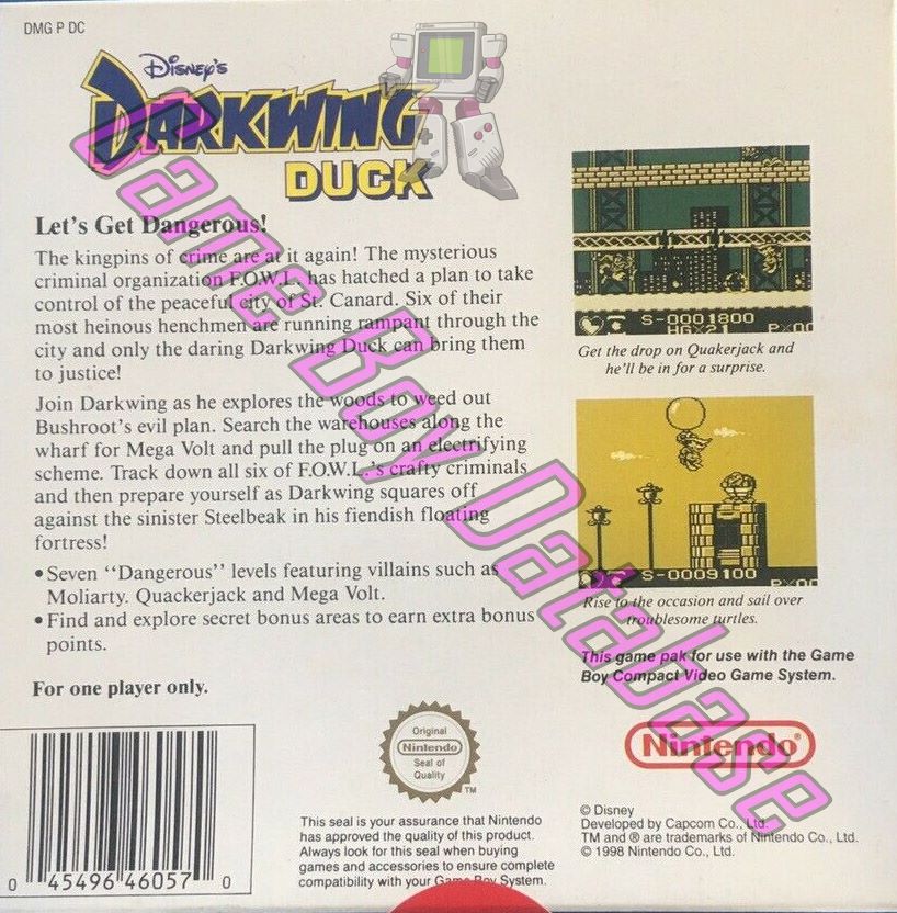 Darkwing Duck (Disney's) AUS Back of the box