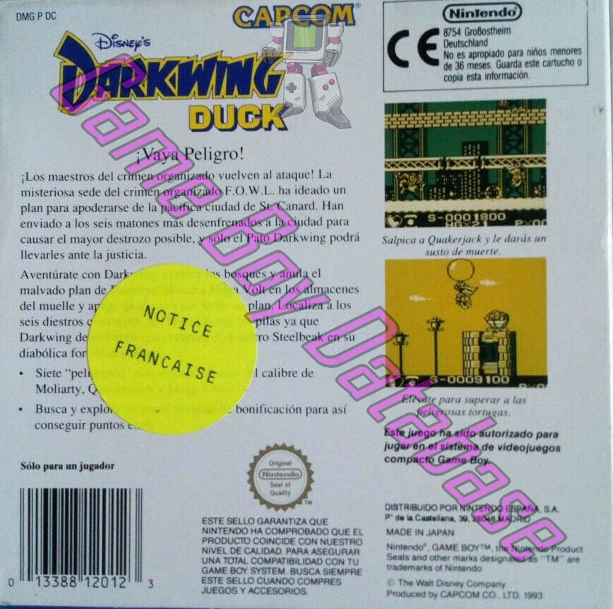 Darkwing Duck (Disney's) ESP Back of the box